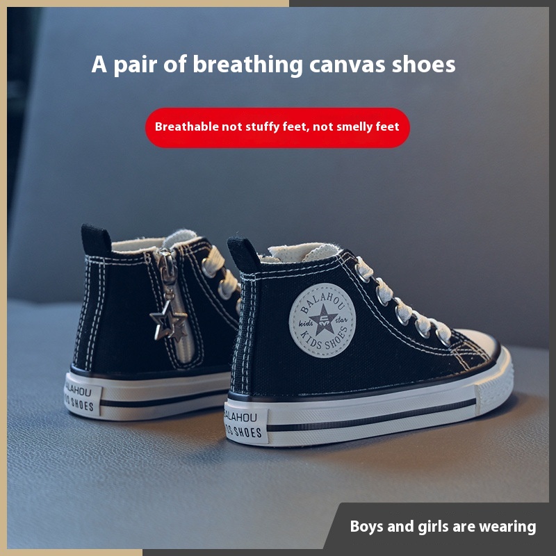 Children's High-top Canvas Shoes For Girls Summer Student Korean Soft-soled Shoes For Small,Medium And Large Children's Baby Shoesy
