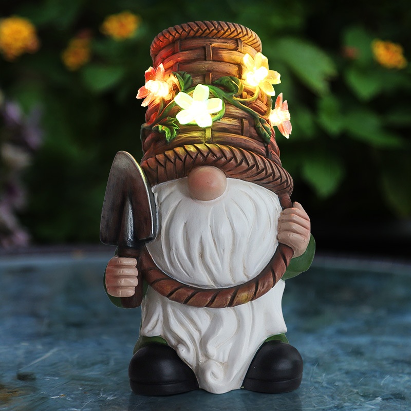 Outdoor Garden Elf Ornaments Dwarf Solar Luminous Dwarf Goblin Courtyard Decoration Resin Crafts