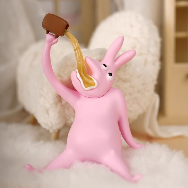 PLZDOPink Rabbit Blind Box Abstract Series Mini Figurine–Pink Doll Display Toy