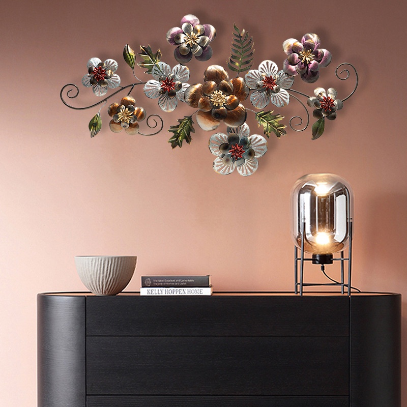Nordic Style Iron Wall Decoration Living Room Lobby Bedroom Entrance Flower Wall Hanging Mural Decoration Foreign Trade