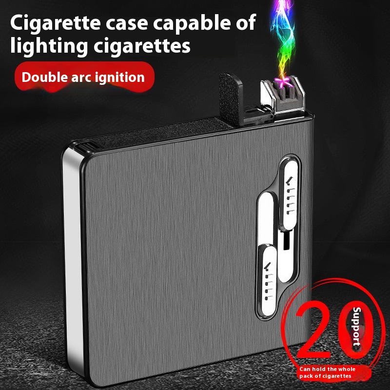 Direct10/20 USBCharging Double Arc Lighter Automatic Cigarette Case Aluminum Cigarette Case B02/B03
