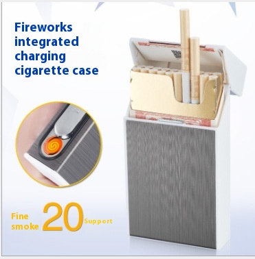 20 Sets Of Fine Smoke Aluminum Alloy Plastic Cigarette Case USBCharging Lighter Personality Cigarette Box