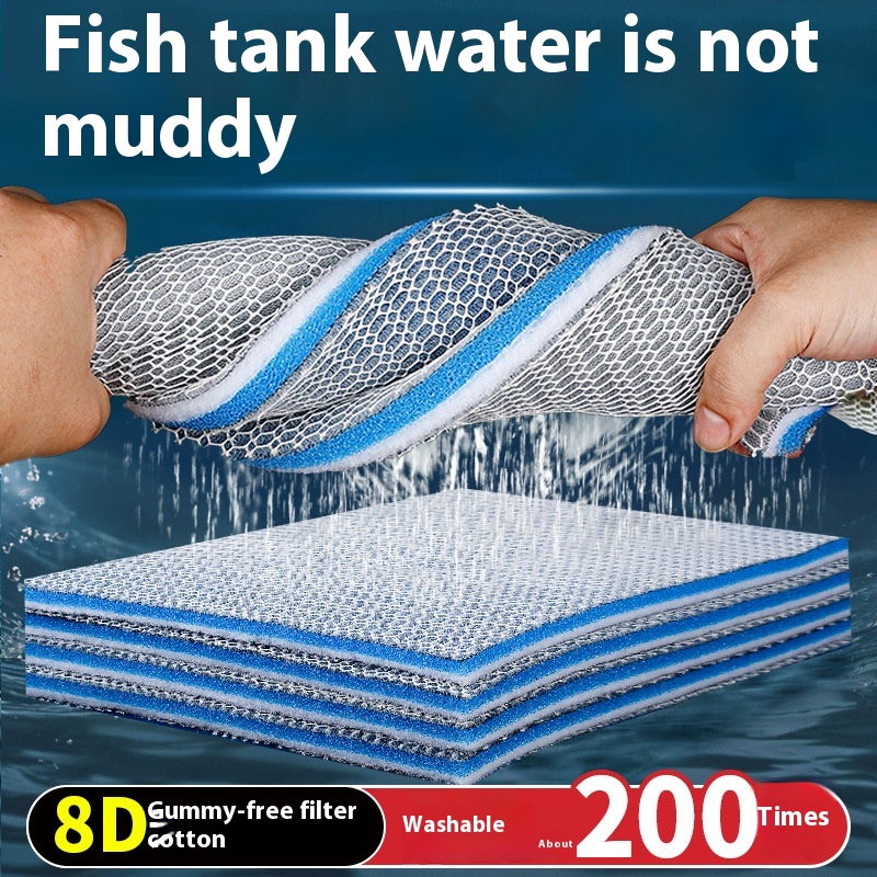 Fish Tank Filter Cotton8 DHigh Density Wash Not Rotten Thickening Bacteria Without Glue Honeycomb Biochemical Water Purification Fish Culture Filter Cotton