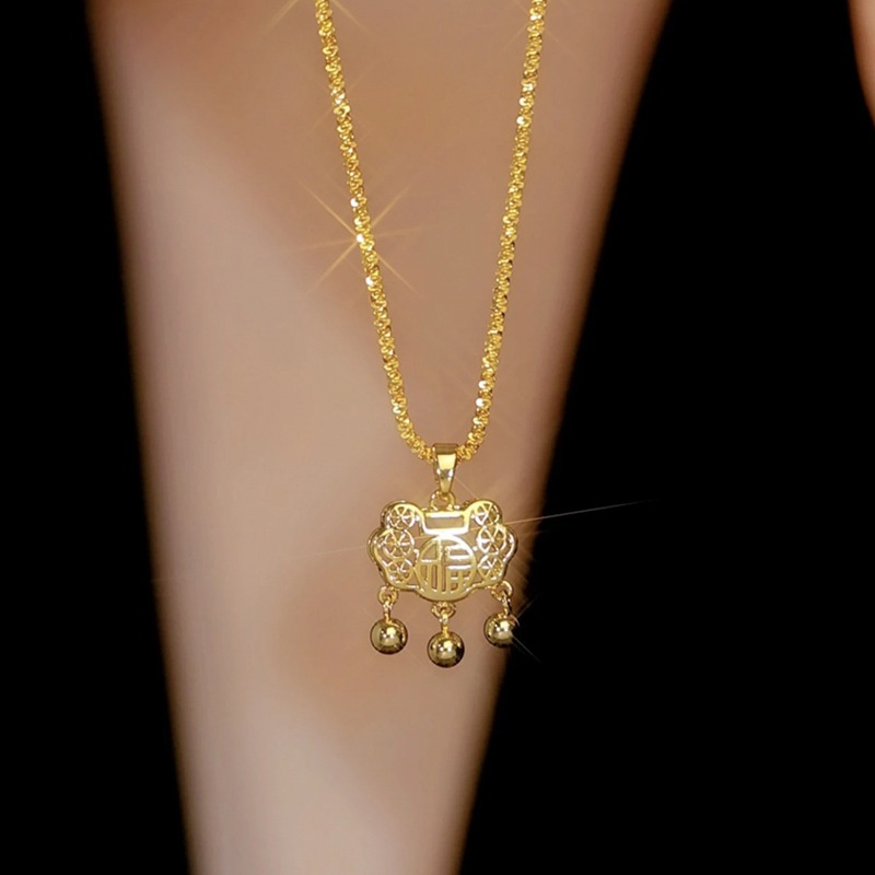 Fu Character Peace Lock Necklace For Women–Exquisitely Fashionable Design With AHigh Color Retention Collarbone Chain.