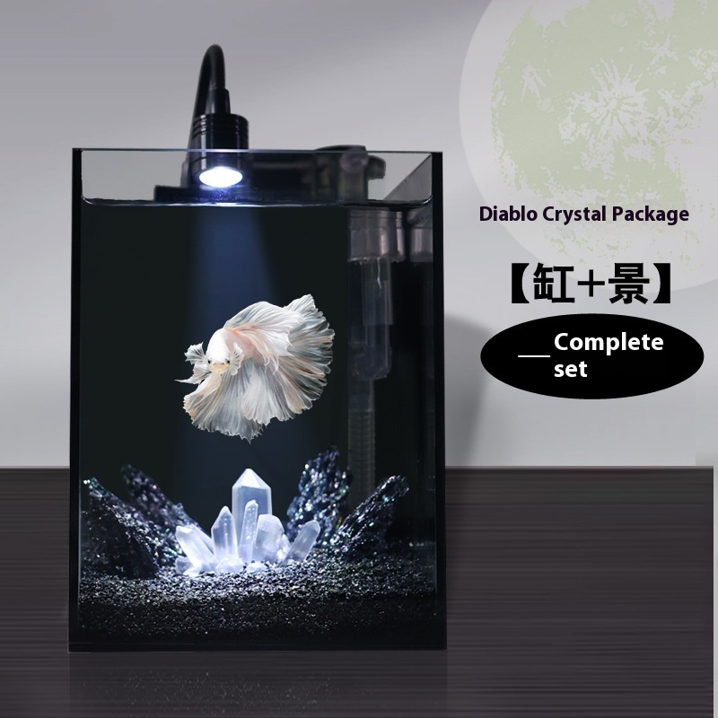 Dark Wind Crystal Fish Tank Landscape Package Complete Set Of Fish Tank Quiet Creative Desktop Aquarium Water Free