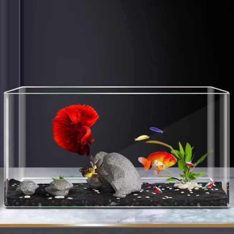 Acrylic Fish Tank Integrated Hexagonal Dinosaur Tank Household Rectangular Transparent Imitation Glass