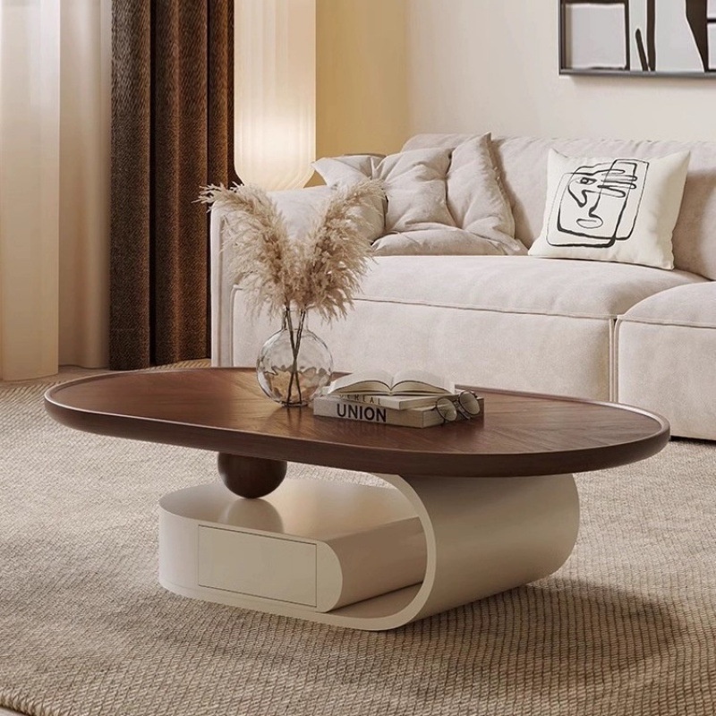 Light Luxury Simple Walnut Coffee Table Modern Simple Small Apartment Living Room Home Internet Celebrity Creative Cream Style