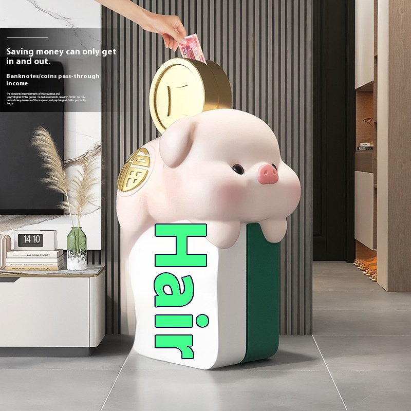 Fortune Mahjong Pig Large Floor-Standing Piggy Bank Ornament–ADecorative Savings Bank For Your Home,Living Room,Or Entryway That Only Accepts Deposits