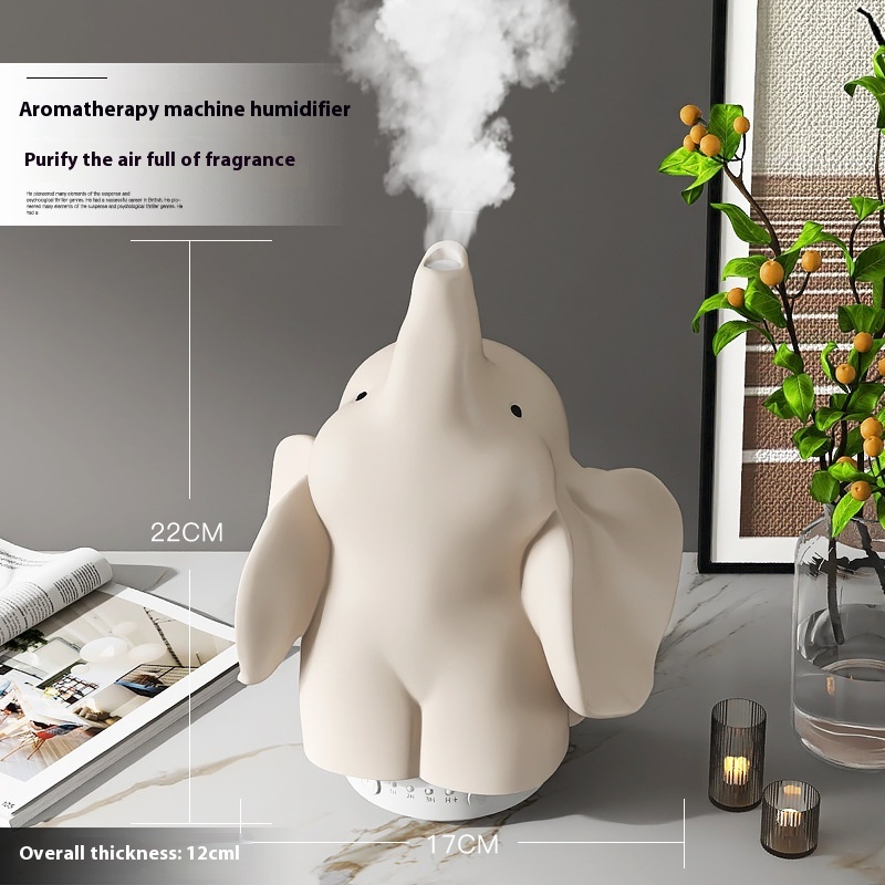 Elephant Figurine For The Living Room,Aroma Diffuser Humidifier For The Bedroom,Bedside,Computer Desk,Or Study Desk–ADecorative Home Accent.