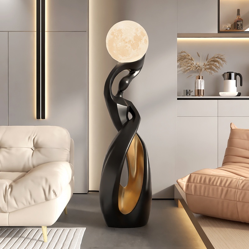 Large Floor-Standing Abstract Art Lamp–ALight-Luxury,High-End Decorative Piece For The Living Room,Perfect For Placing Beside The TVCabinet