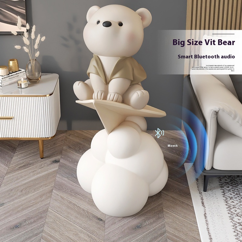 Creative Bear Large Floor Ornament–Luxurious Home Decor For The Living Room,Perfect For Placement Beside TVCabinets And Sofas.