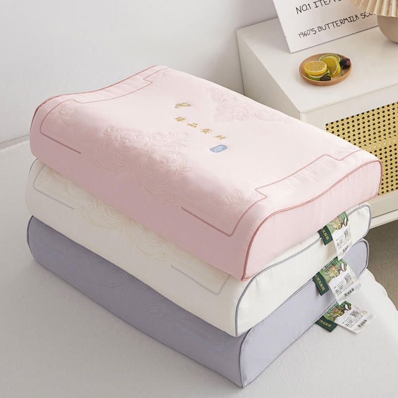 High-end Satin Pure Cotton Silk Latex Pillow Thailand Natural Latex Anti-mite Neck Protection Household Pillow Supermarket Exclusive