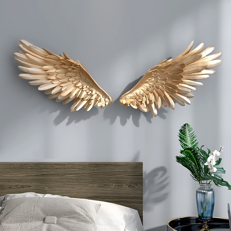 Wings Wall Decoration Nordic Living Room TVBackground Wall Decoration Pendant Light Luxury Restaurant Bedroom Feather Decoration Wall Hanging