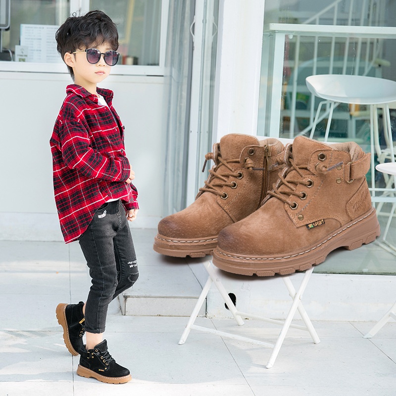 Boys Martin Boots Autumn And Winter Children's Baby Casual Single Boots Korean Style Fashion Soft Bottom Little Boy Cotton Boots