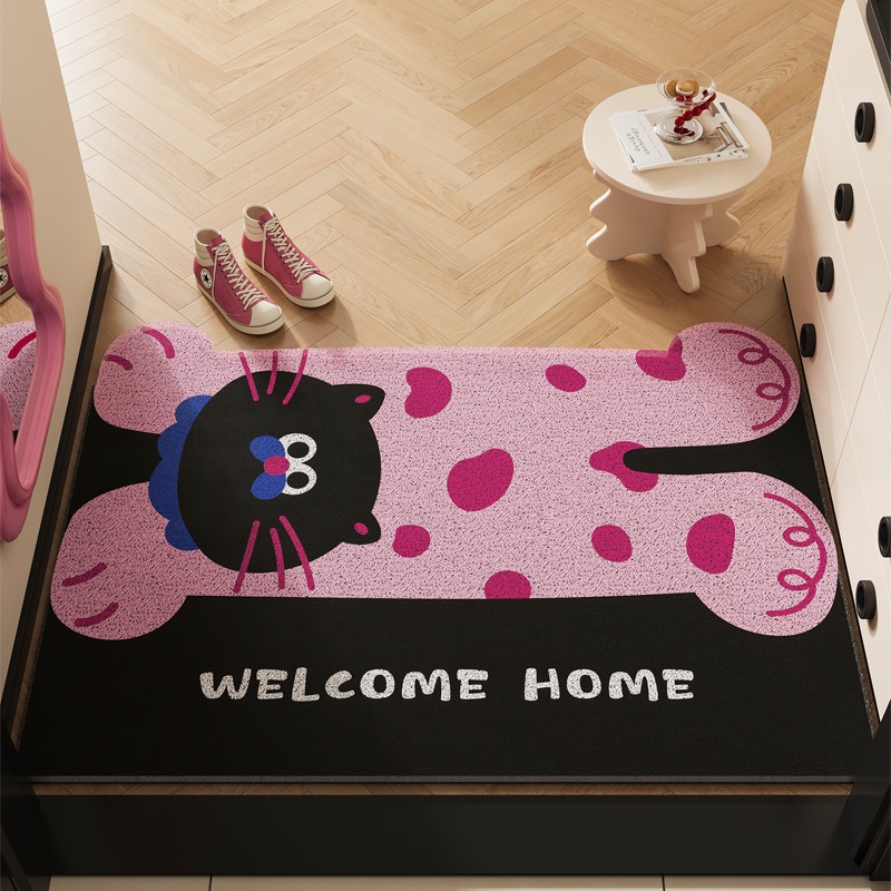 Cute Entrance Door Mat Free Cutting Shoe Changing Area Foot Mat Outdoor Door Dust Removal Wire Loop Mat Can Be Cut