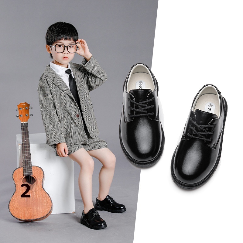 Boys Leather Shoes Spring And Autumn Dance Leather Shoes British Style Children's Baby Shoes Elementary School Students Middle And Large Children's Performance Shoes
