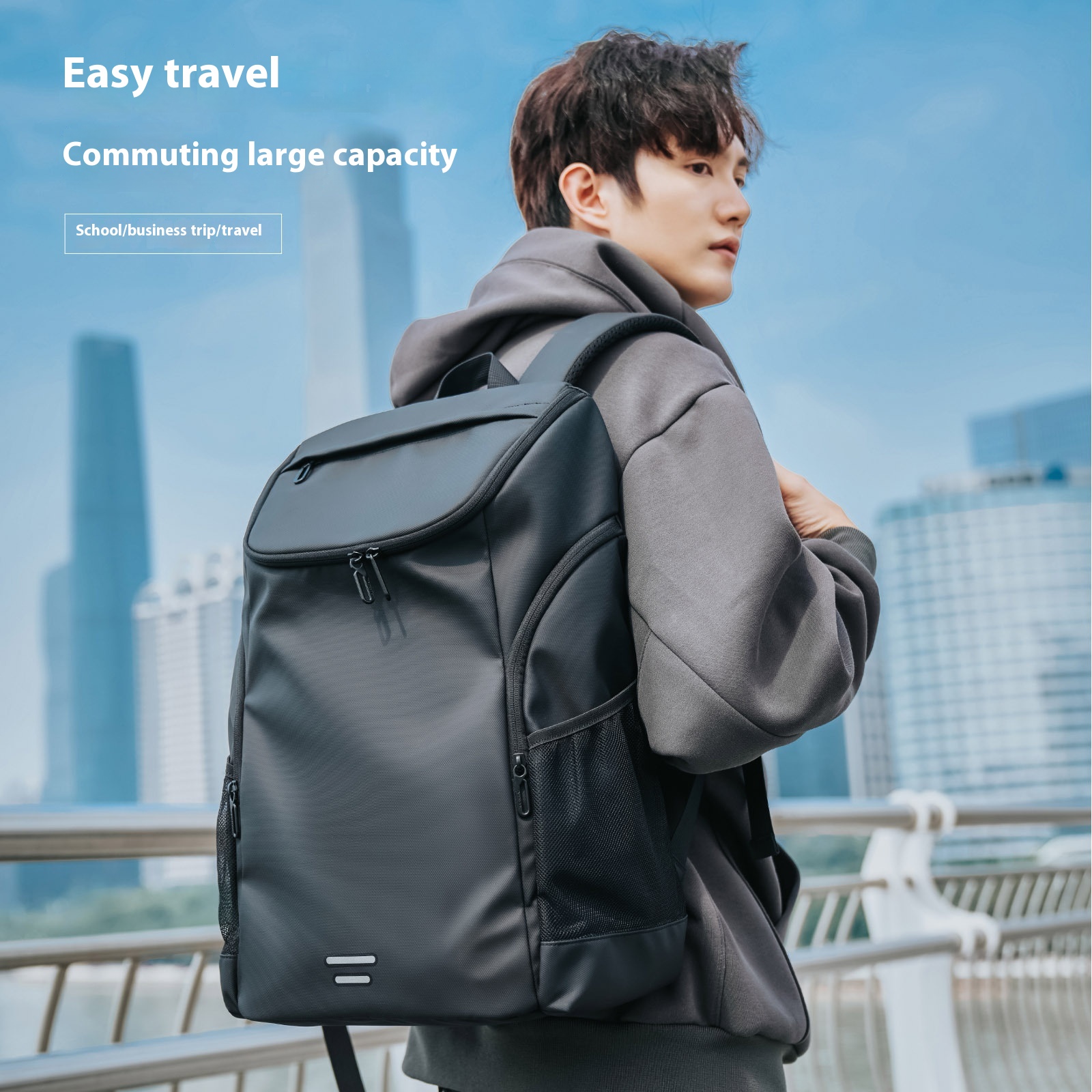 Tangku Men's Backpack Leisure Computer Backpack Men's College Student Schoolbag Oxford Cloth Backpack Men