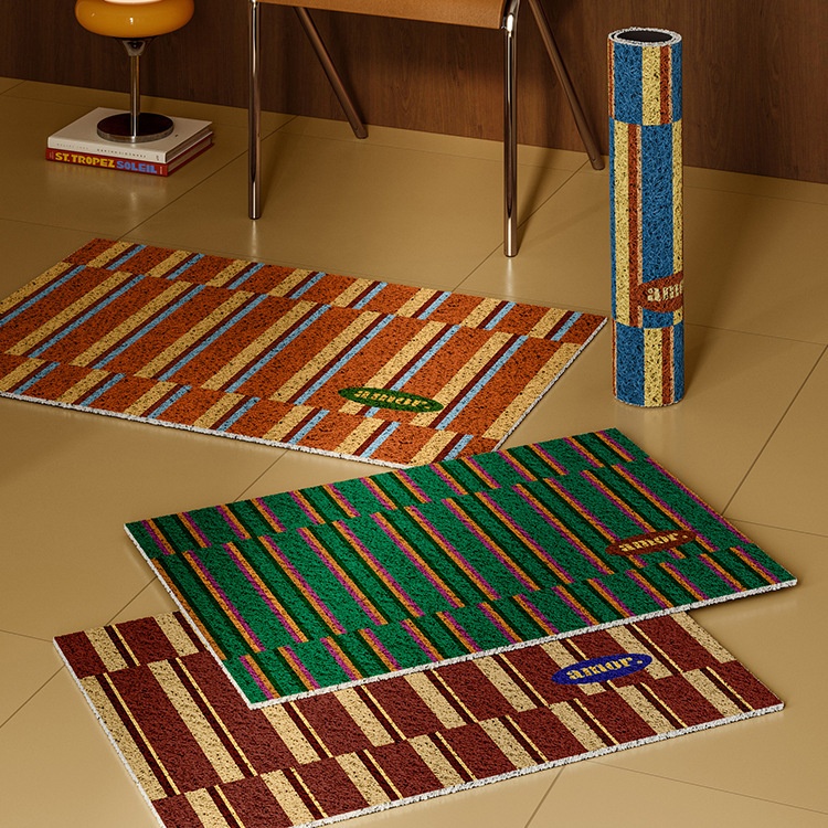 Home Entrance Mat American Style Retro Household Cuttable Foot Mat Entrance Mud Rubbing Wear-resistant Silk Ring Mat