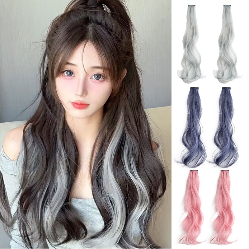 One-piece Color Ear-hanging Dyed Big Wave Wig Piece For Women Curly Hair One Card Color Hair Piece