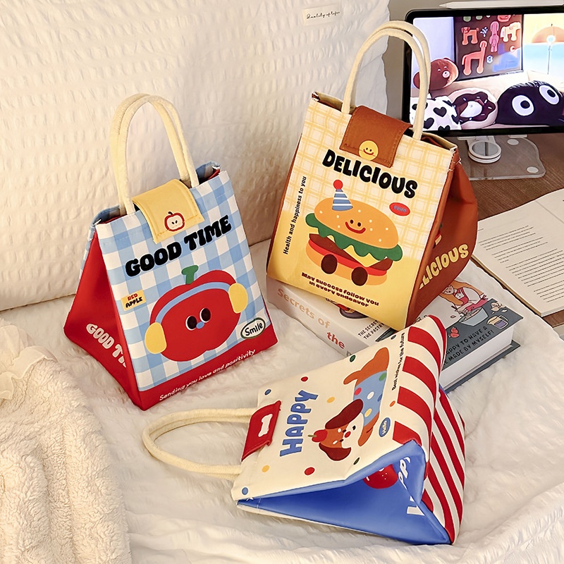 Cartoon Portable Lunch Box Bag Winter Thermal Ulation Lunch Bag For Students And Office Students Aluminum Foil With Rice Bag Picnic Portable Meal Bag