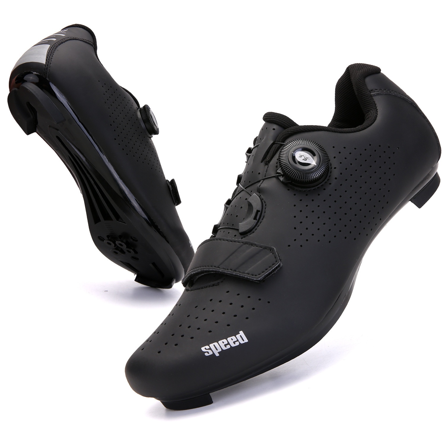 Road Mountain Men's And Women's Locked Bicycle Lockless Shoes Hard Bottom Dynamic Bicycle Cycling Shoes Gym Black896