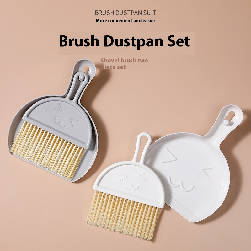 White Thick Plastic Desktop Cleaning Brush Dustpan Set Desktop Keyboard Brush Student Desktop Broom Dustpan Set