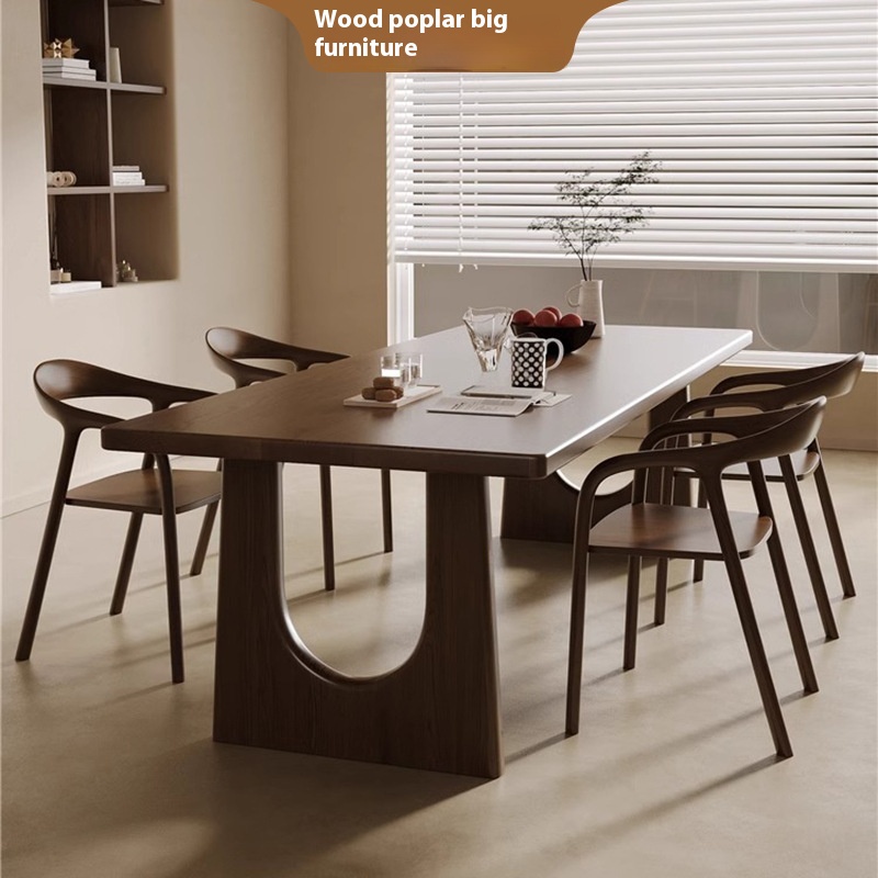木杨人实木餐桌椅全套家用大长书桌现代简约白蜡木大板工作台