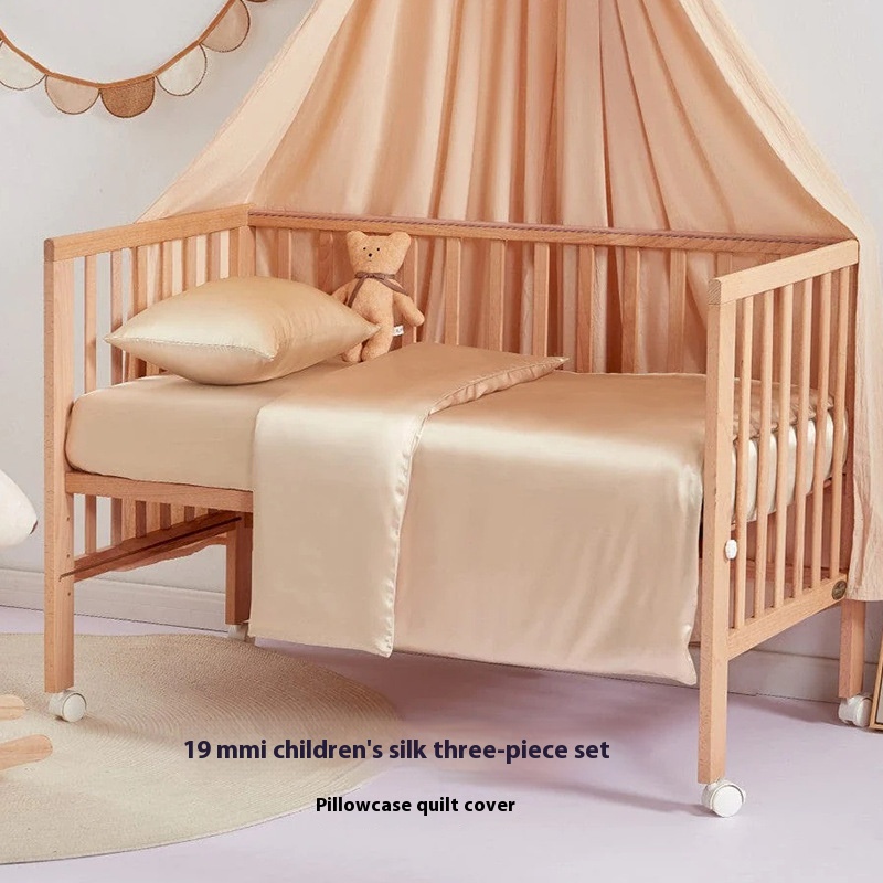 Mulberry Silk Children's Silk Quilt Bed Sheet Baby Pillow Kindergarten Quilt Three-piece Set With Core Bedding Baby Bed Cover
