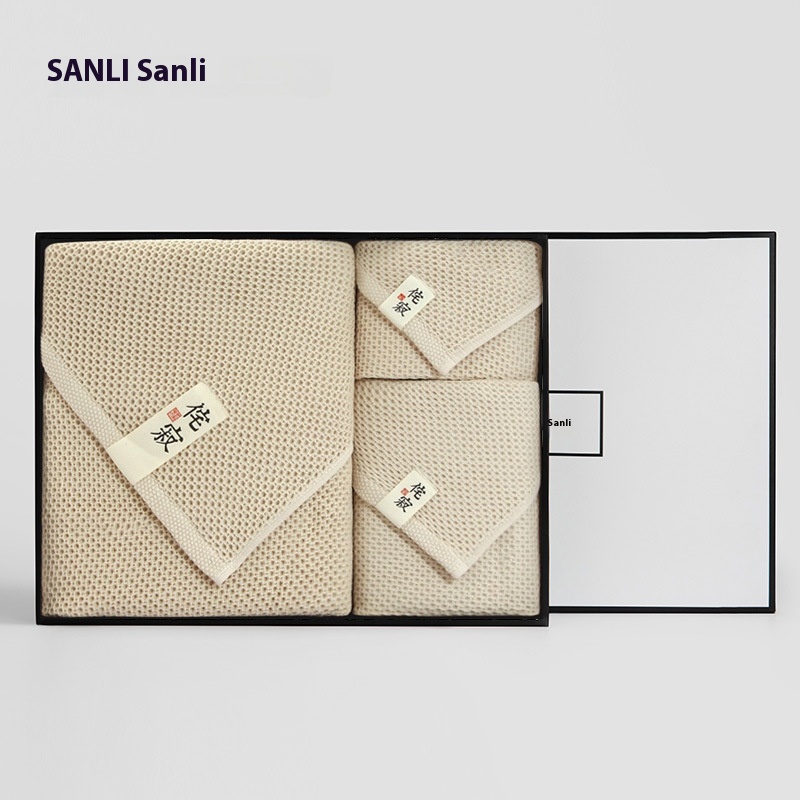 [Three-piece Set]Sanli Towel Wabi Sabi Square Towel Bath Towel Set Towel Gift Box Gift