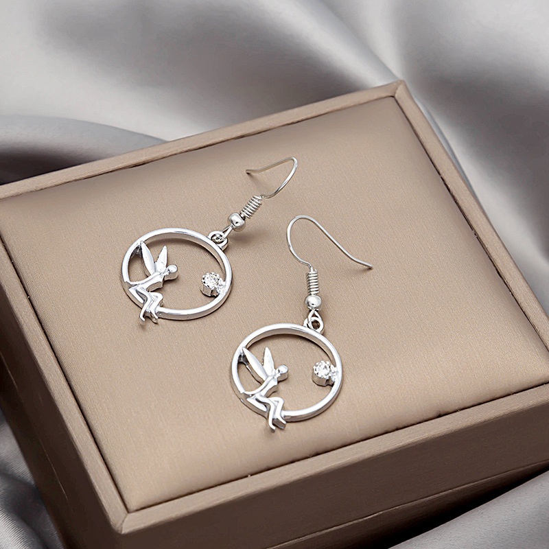 Japanese And Korean Simple Fresh Alice Circle Earrings Versatile Exquisite Fairy Wings Fashion Earrings