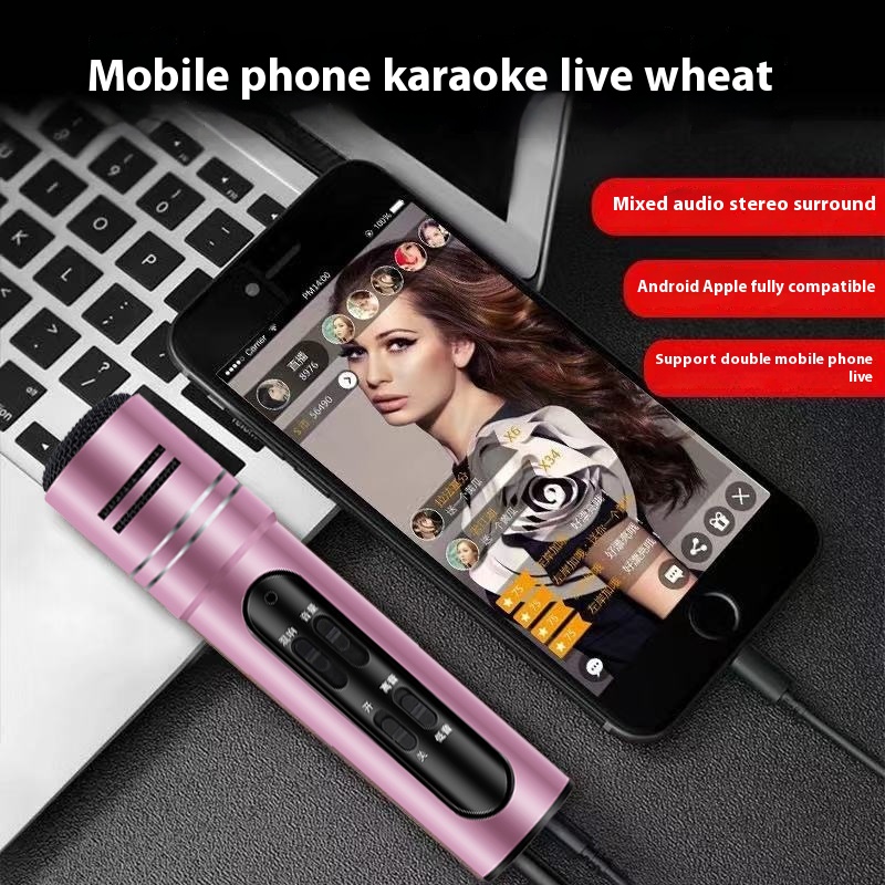 Wired Microphone For Smartphones-Complete Karaoke And Recording Mic,Ideal For Influencers Andstreams With Built-In Sound Card