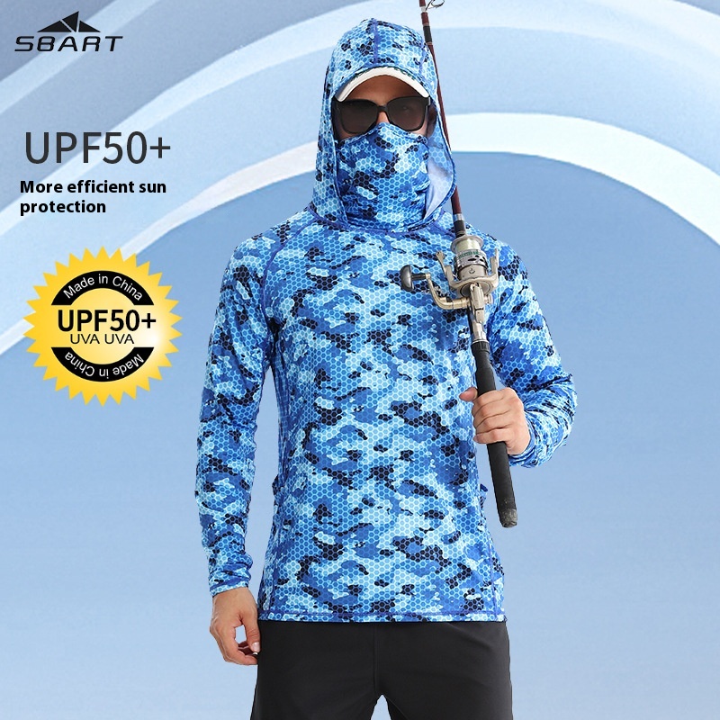 Summer Outdoor Sun Protection Clothing Ice Hooded Sun Protection Breathable Anti-ultraviolet Ice Silk Quick-drying Loose Jacket Fishing Clothing