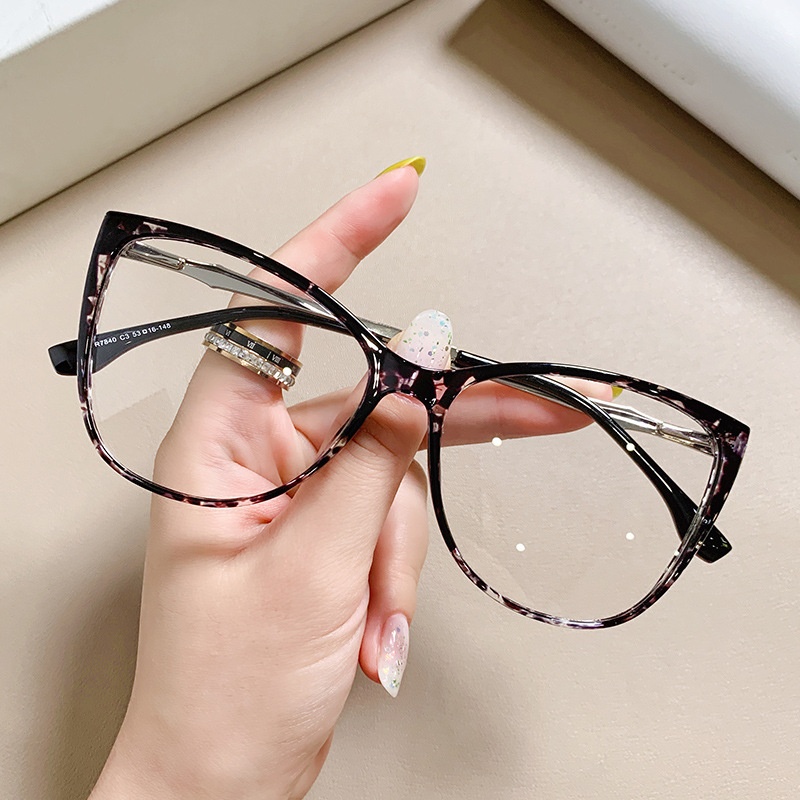 7840 Models Of Export Women's Ultra-light Transparent Multi-color Glasses Personalized Fashion Cat Eye Protection TR90 S