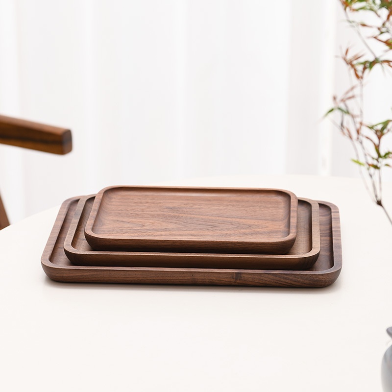 North American Black Walnut Round Plate Fruit Dried Fruit Tea Coffee Wooden Plate Cake Dessert Wooden Plate