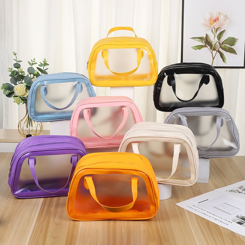 Double-layer Waterproof Wet And Dry Separation Toiletry Bag Candy Color Beach Bag Large Capacity PVCSwimming Bag