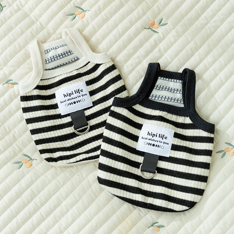 Spring And Summer Thin Dog Vest Simple Stripes Traction Sling Small And Medium-sized Dog Teddy Bichon Pet Clothes