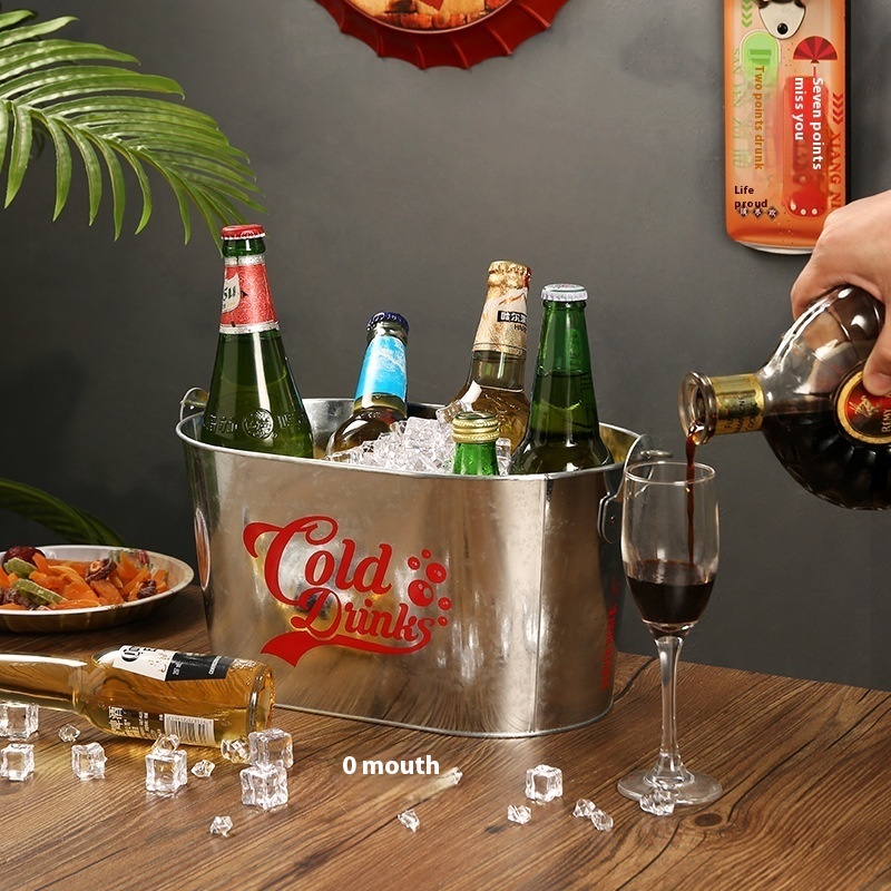 Creative Enlarged Oval Iron Ice Bucket Beer Bucket Bar Iced Champagne Household Commercial High-end Outdoor Ice Bucket