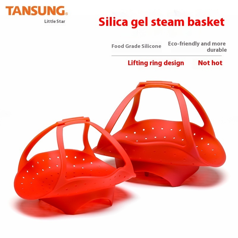 Ready-to-stock Retractable Foldable Steamer Basket Fruit Plate Silicone Steaming Tray Small Steaming Rack Steamer