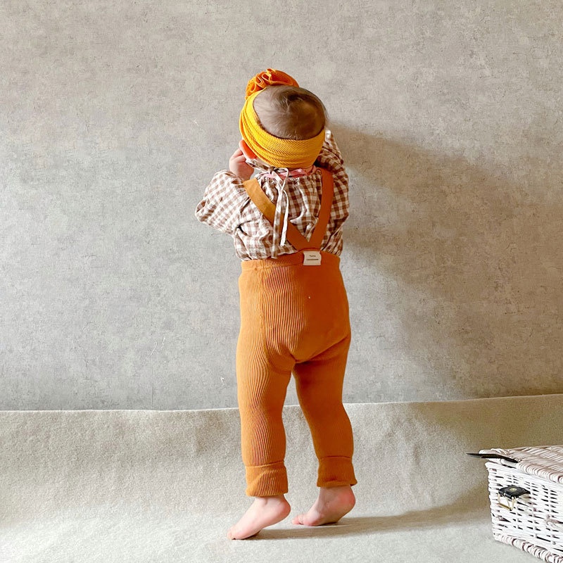 Spanish Style Spring And Autumn High Waist Suspender Nine-point Pants Baby Big Butt Leggings Baby Leggings