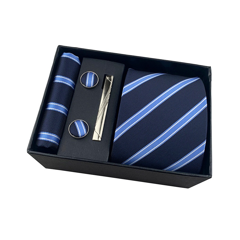 Business Tie Square Scarf Gift Box Striped Plain Suit Tie Gift Box Set
