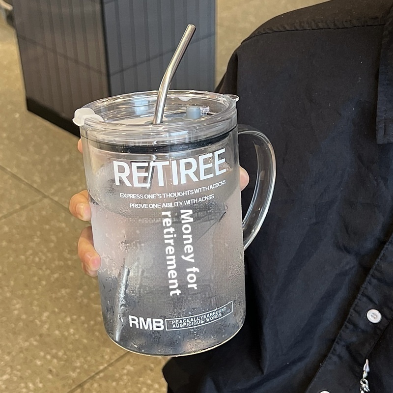 1000ml Large Capacity Straw Cup High Temperature Resistant Cup High Value Drinking Cup Leakproof High Borosilicate Glass Cup