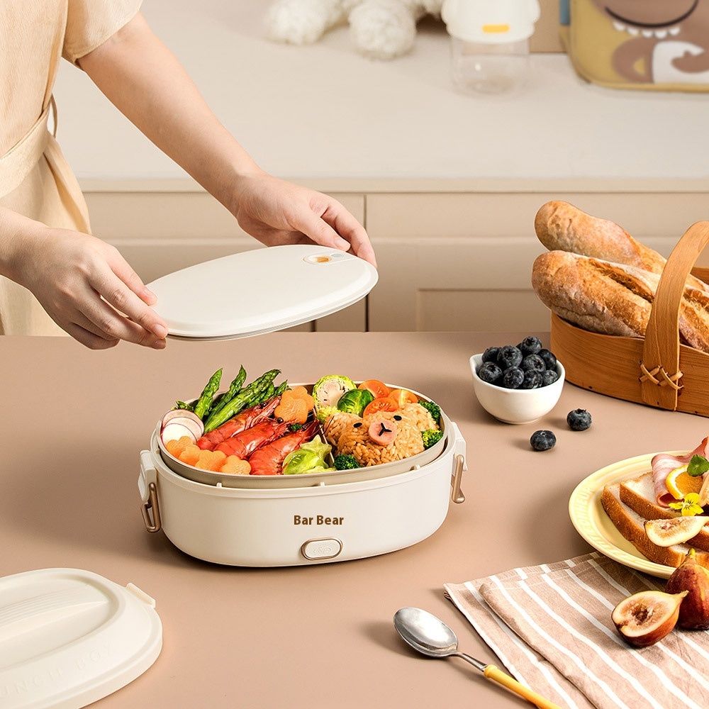 Bear DFH-D10 Y1 Heated Lunch Box1 LElectric Lunch Box Without Water Filling Portable Hot Rice Soft Sound Constant Temperature Heating