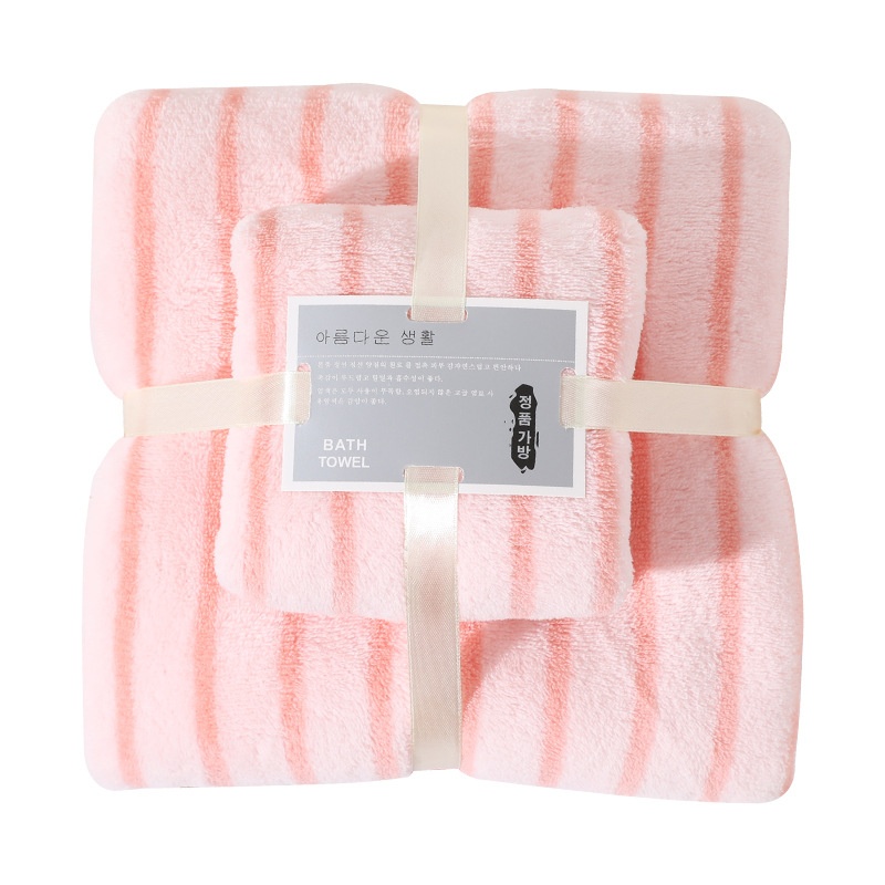 Style Quality Narrow Strip Towel Bath Towel Set Coral Fleece Beach Towel Absorbent Home Daily Gift Welfare
