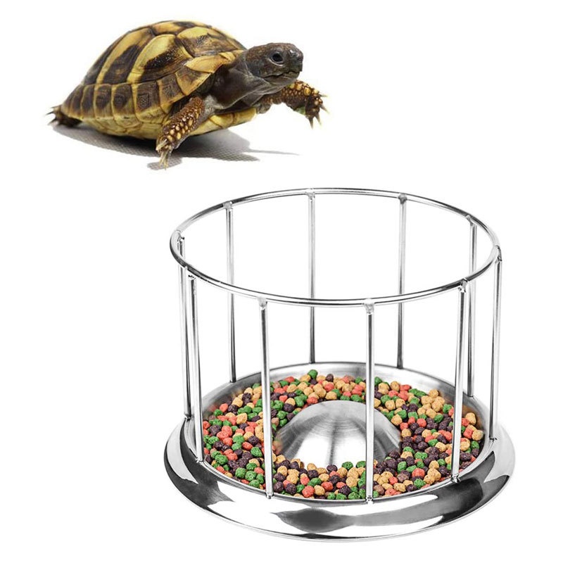 Tortoise Feeding Bowl,Semi-aquatic Turtle Feeding Bowl,304 Stainless Steel Feeding Table Round Tray,Turtle Feeder