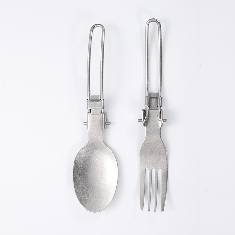 Japanese-style Stainless Steel Folding Fork And Spoon Outdoor Picnic Camping Travel Portable Lightweight Storage Tableware Fork And Spoon Set