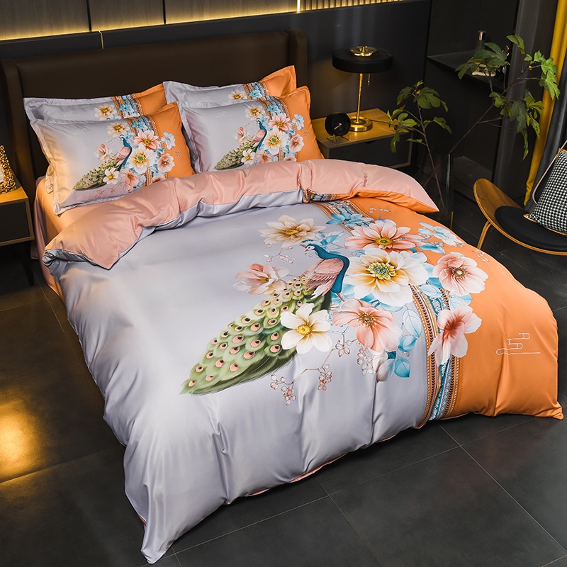 Washed Ice Silk Four-piece Quilt Cover Large Bed Sheet And Fitted Sheet