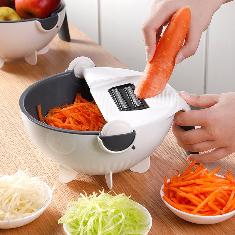 Douyin Multi-function Vegetable Cutting Tool Household Potato Shredder Manual Kitchen Tool Vegetable Cutting Drain Blue