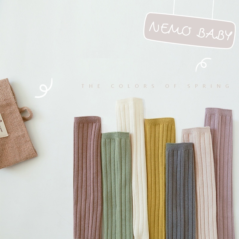 Spring And Autumn Baby Socks Combed Cotton Solid Color Mid-tube Children's Socks Baby High Tube Boys And Girls Parent-child Socks