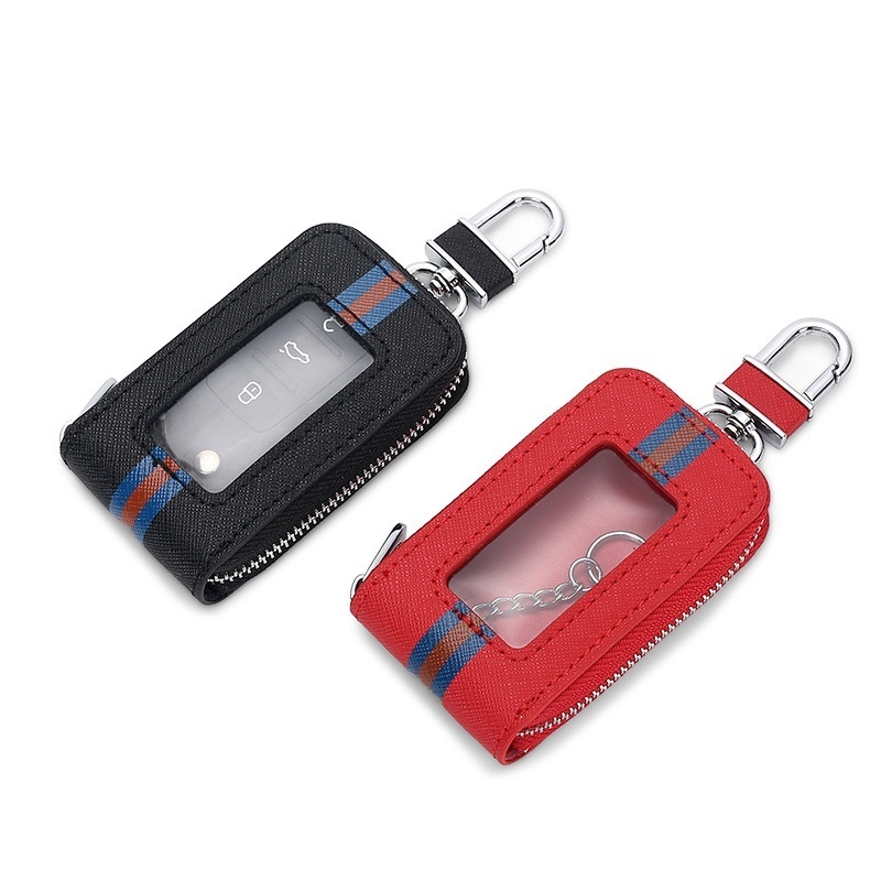 Foreign Trade Genuine Leather Car Key Bag Unisex Cowhide Car Key Protection Cover Transparent Window Key Waist Hanging