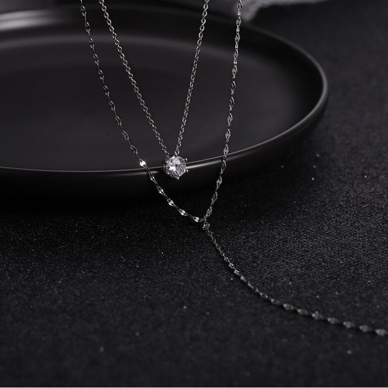 High-end Light Luxury Rhinestone Necklace Women's Long Y-shaped Tassel Flash Diamond Neck Chain Women's Clavicle Chain Double-layer Jewelry Chain